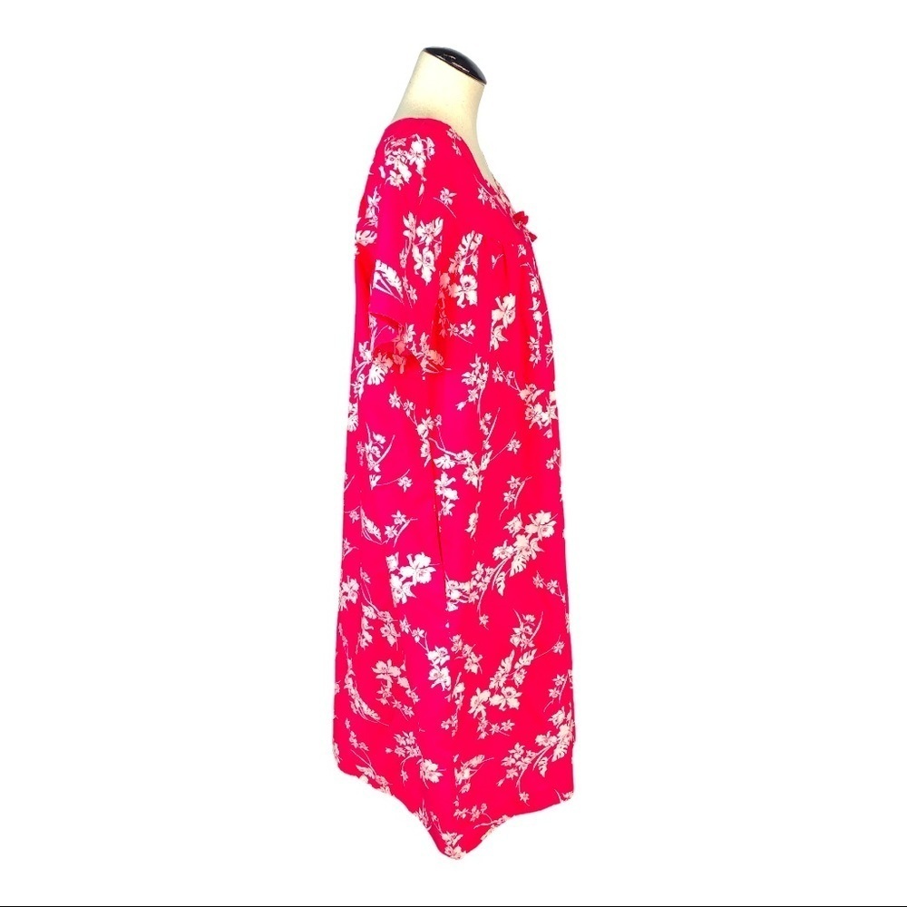 VINTAGE MUMU Made in Hawaii white pink floral nightgown dress medium tropical